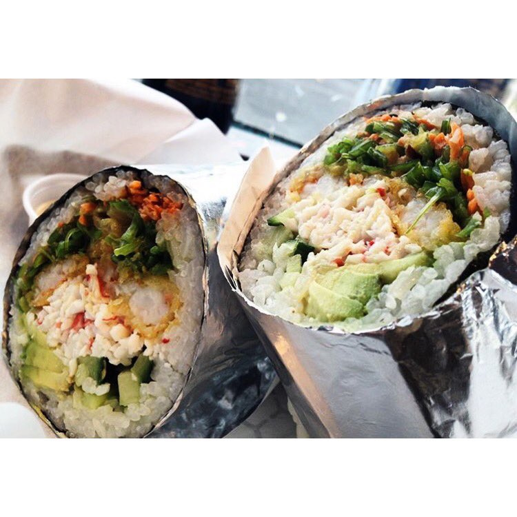 UnamiSushi's tweet photo. It's dinner time and what sounds better than Unami? Enjoy this weeks special, the Panda #sushiburrito 🐼 https://t.co/sjwOZMbWMK