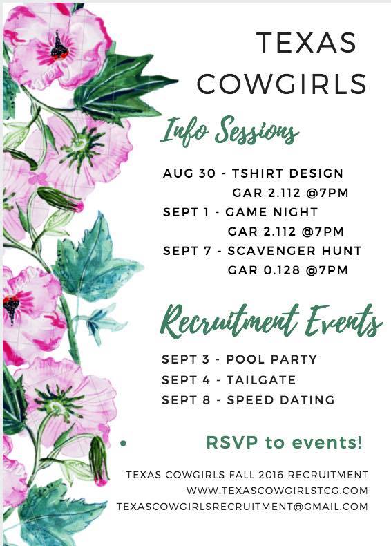 #UT20 it's that time of the semester again.. come find your home away from home with Texas Cowgirls!