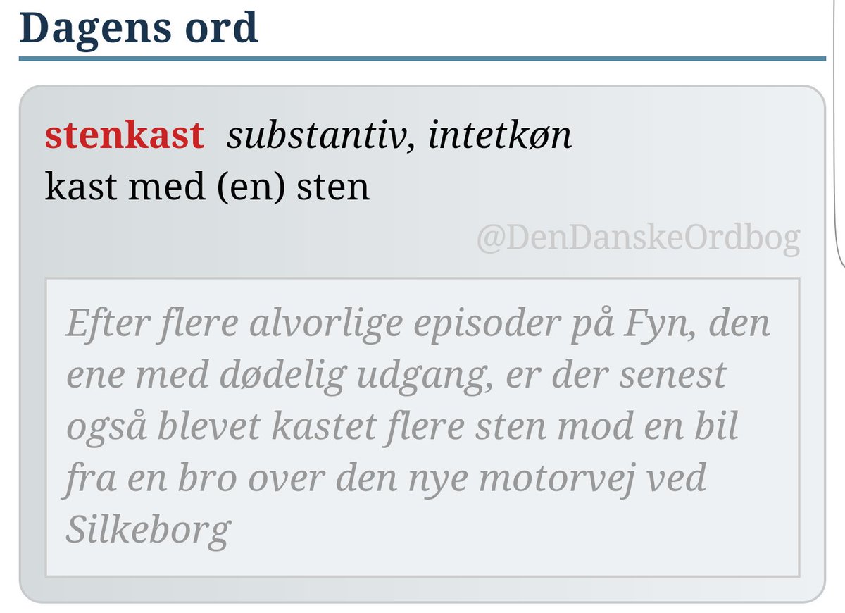 DenDanskeOrdbog's tweet photo. #uhyggeligt #kriminalitet #tendens #vold #drab #mord #sten #fliser #motorvejsbro #dagensord
https://t.co/vnqhv6UJIl https://t.co/aUahBZWR2M
