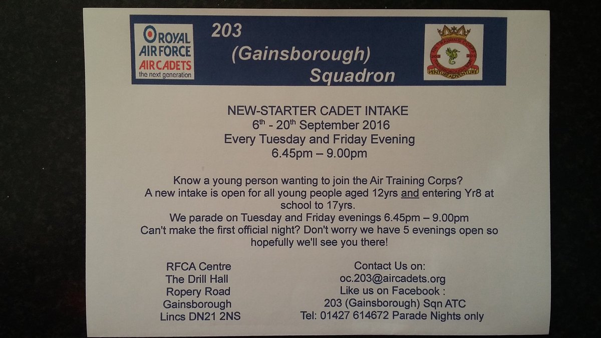 Two weeks left before recruitment night! Looking forward to seeing new faces <a href="/ComdtAC/">Commandant RAF Air Cadets</a>