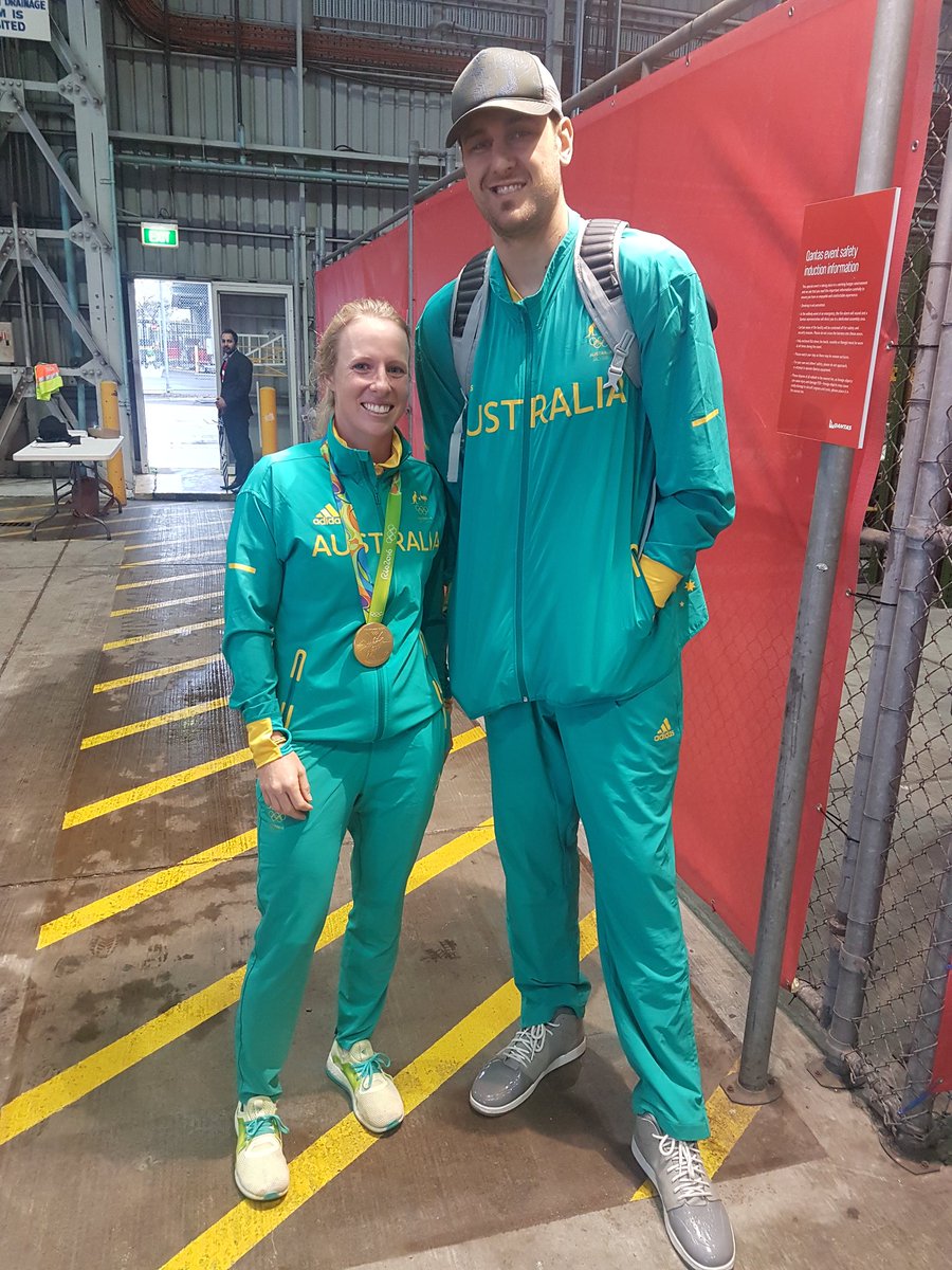 Etheridge_Gem's tweet photo. @andrewbogut you make me look like a gymnast not a Rugby player! Congrats @AUSOlympicTeam and welcome home! https://t.co/xmOGSfVe2i