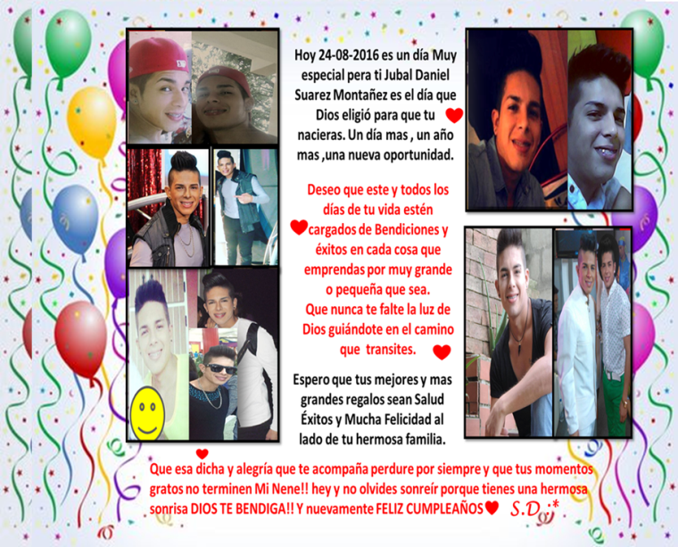 LosNeneJyA's tweet photo. #Jubal  @LosNeneOficial1 Con mucho cariño! FELICIDADES EN TU DÍA 😘  DIOS TE BENDIGA GRANDEMENTE NENE 🎁🎂🎉😉 !! S.D  😘 https://t.co/Y7qzBqfgxm