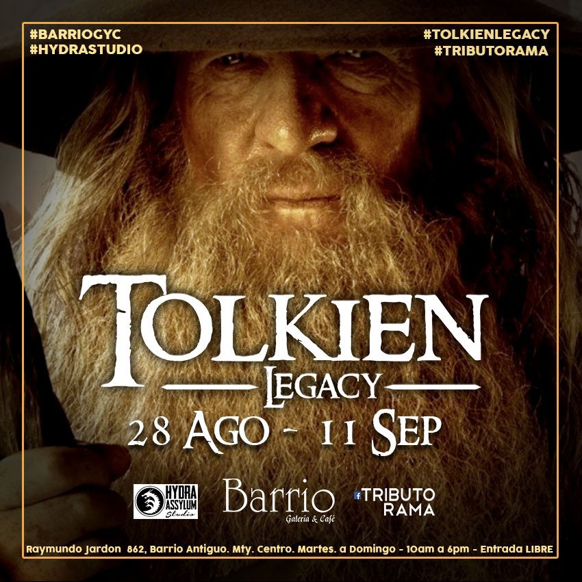 robin_moreno's tweet photo. #Tributorama #TOLKIENLEGACY 28 AGO- 11SEP #tolkien #lordoftherings #thehobbit #barriogaleriaycafe #hydrastudio https://t.co/F8jORgthrC