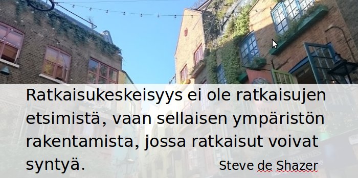 LariKarreinen's tweet photo. Solution focus is not about solutions, but creating a home where solutions can arise. Steve de Shazer #asfio #ratkes https://t.co/IYngKCSSaJ