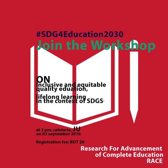 MarchForYouth's tweet photo. WorkshopOn `Inclusive&amp;Equitable #QualityEducation #LifelongLearning in the Context Of #SDGs atCafeteria, JU 3Sept16. https://t.co/cysiIUr9i2