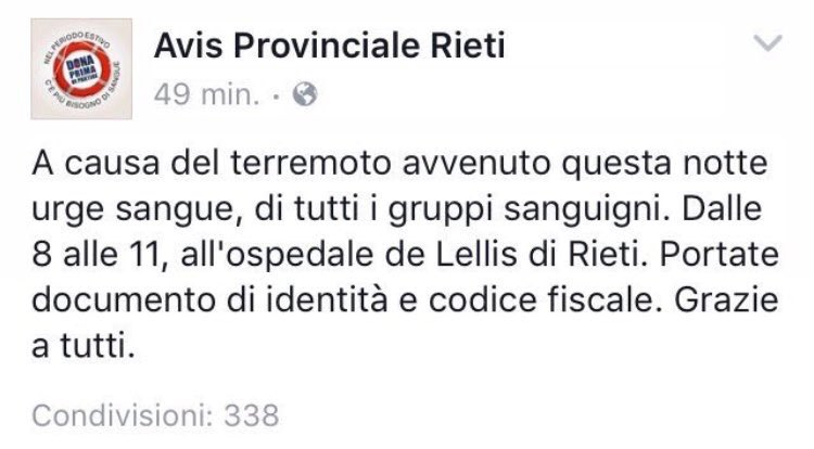 RudyZerbi's tweet photo. Altra informazione fondamentale se siete in provincia di Rieti. #terremoto https://t.co/YcDjAiTcgM