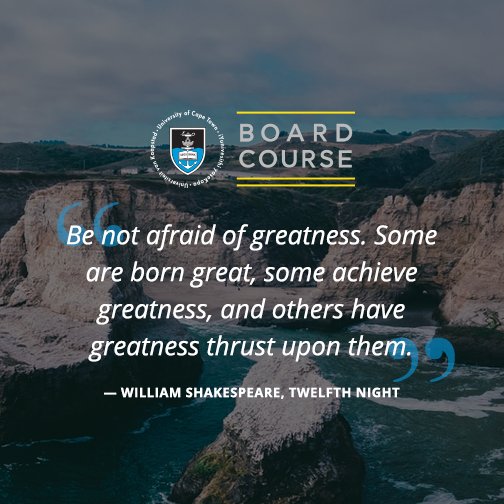 UCTBoardCourse's tweet photo. Your midweek motivation! Be not afraid of greatness. #APC2016 #UCTBoardCourse https://t.co/pviQK7czf6