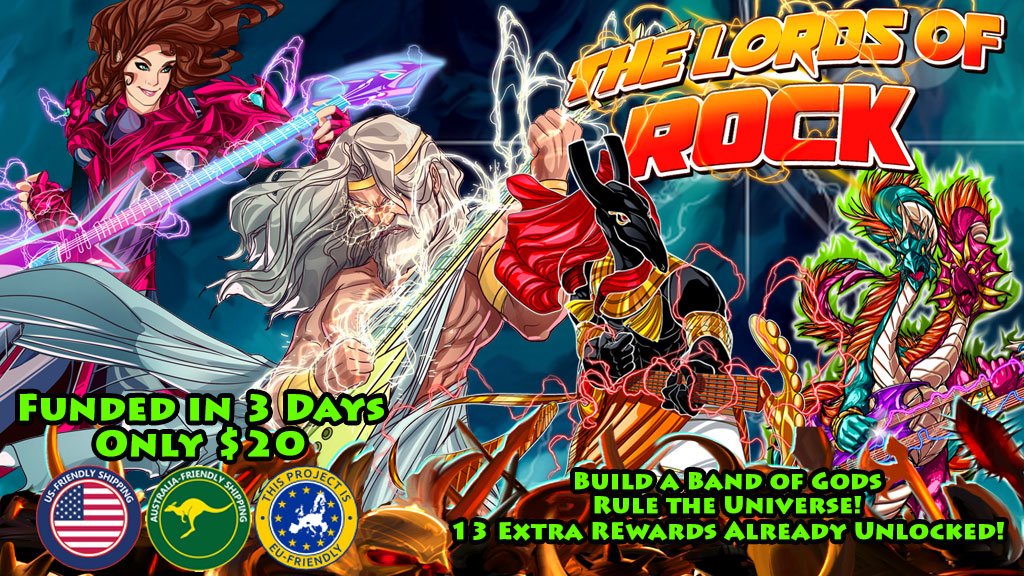 bravefrontier's tweet image. #LordsofRock Funded. #Kickstarter $20 for game &amp;amp; 13 rewards. tinyurl.com/KS2016LOR #RT #games #cardgame #indiedev