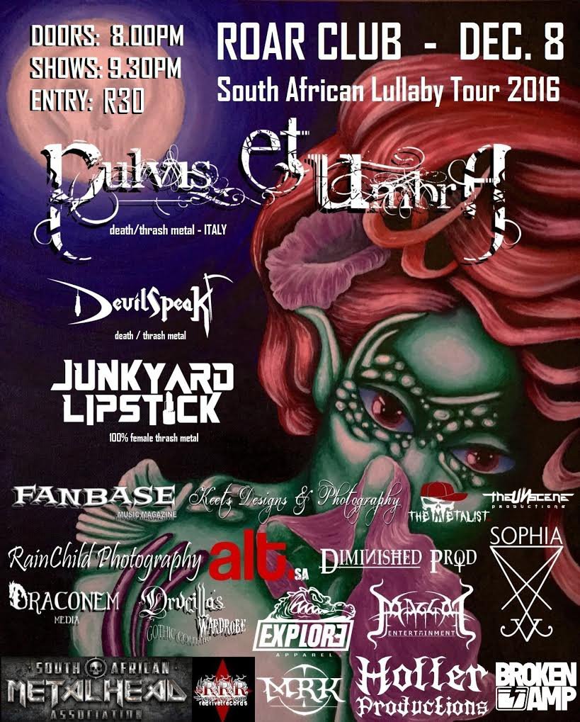 devilspeakband's tweet photo. .@pulvis_et_umbra #LullabyTour #CapeTown show 8 Dec 2016 @ #ROAR \m/
🎨 @Sinzzzzzz
@junkyardlipstic @TheUNsceneSA https://t.co/cjoRY0ApWm