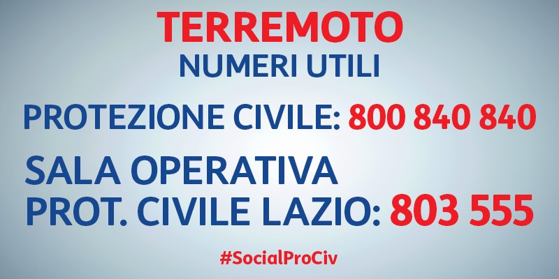 TIM_Official's tweet photo. #SocialProCiv numeri utili per il #terremoto. https://t.co/P9960DkzdS