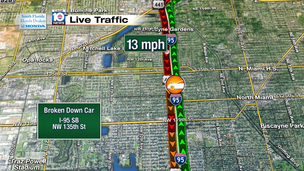 Broken Down Car on I-95 SB at NW 135th St #traffic #miami https://t.co/H05Igbf1tf