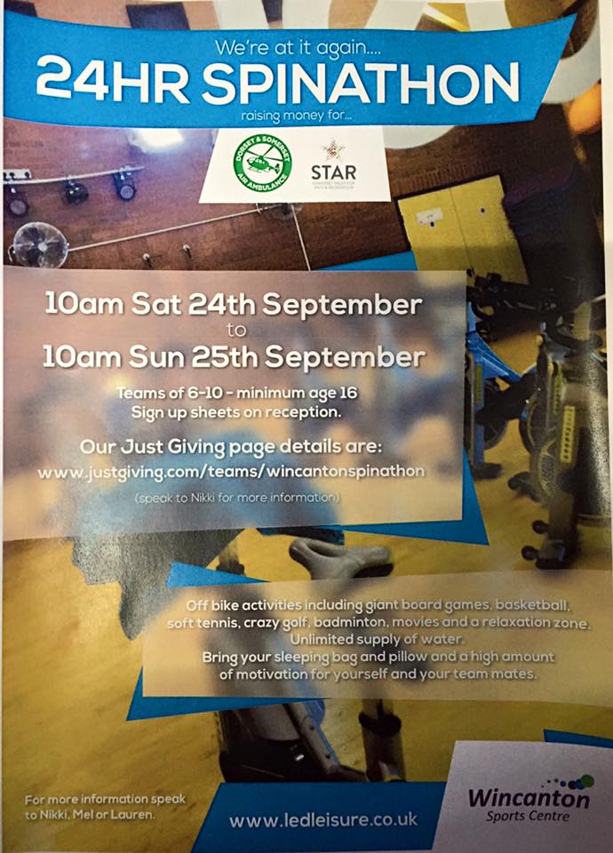 SomersetStar's tweet photo. We're doing it again! 24 hour Spinathon is back raising money for STAR &amp; Dorset and Somerset Air Ambulance https://t.co/tLRpU2jGgg