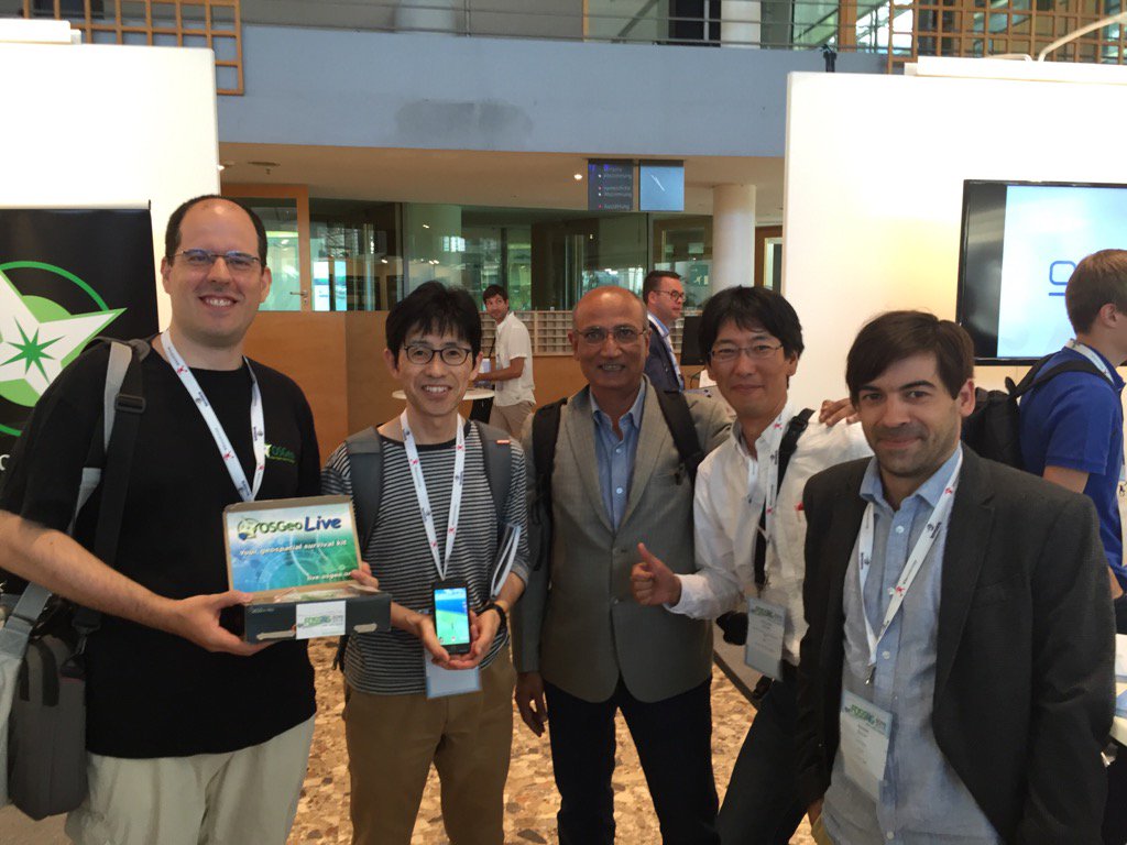 gfenoy's tweet image. The @OSGeo booth just in the #foss4g2016 entrance, USB Sticks are there, please run to grab one!