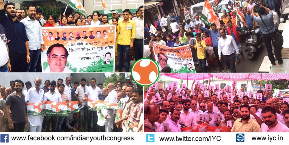 IYC's tweet photo. #HumMainHainRajiv Programs all over state by Himachal Youth Congress on birth anniversary of Late Sh. Rajiv Gandhiji https://t.co/VCEcm1Z5Sh