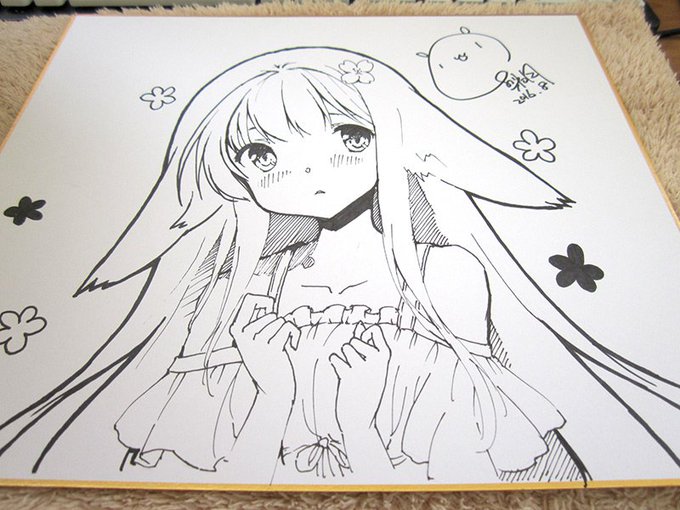 初の直筆サイン絵を描く(*'ω`*) 