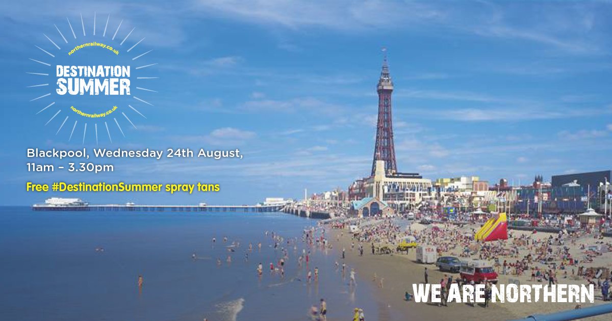 northernassist's tweet image. We&apos;re live! Join us down by the #comedycarpet in #Blackpool to get your free #DestinationSummer spray tan.