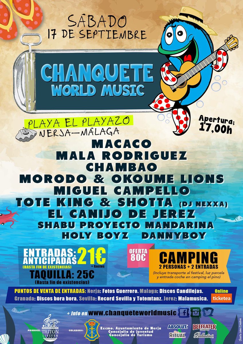 Vaya planazo para ir cerrando el Fin del Verano <a href="/ChanqueteFest/">ChanqueteWorldMusic</a> en NERJA.
Últimas entradas en ticketea.com/entradas-festi…