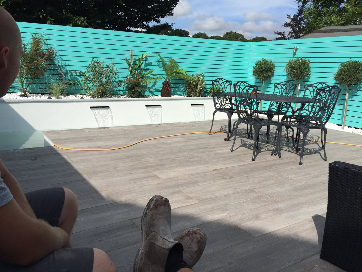 jjriggers's tweet photo. Feet up while the water feature fills up and enjoying all the hard work me and josh have just done 💪😎 #jobwelldone https://t.co/zT0KOEg5eC
