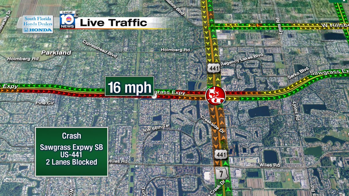 Crash on Sawgrass Expwy SB at US-441 #traffic https://t.co/UTcknaPfw7