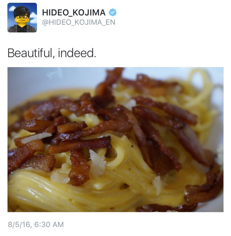 capybaroness's tweet photo. find someone who looks at you the way Hideo Kojima looks at spaghetti. https://t.co/JOCHF2IKB9