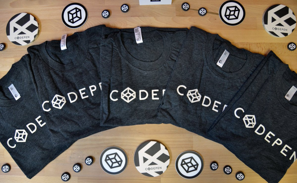 Only the finest #swag layout for last month's @CodePen meetup! #CodePen #FrontEndDev #MonthlyMeetup