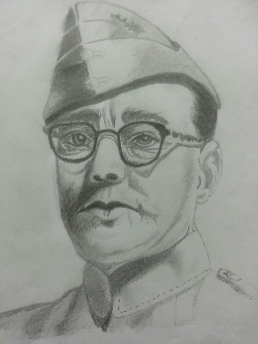 Netaji Subhash Chandra Bose Charcoal Sketch