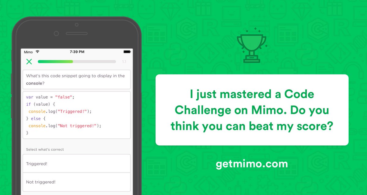 DevisGeneral's tweet image. I just completed @getmimo’s quiz on Introduction with 3/3 points. Can you beat my score?