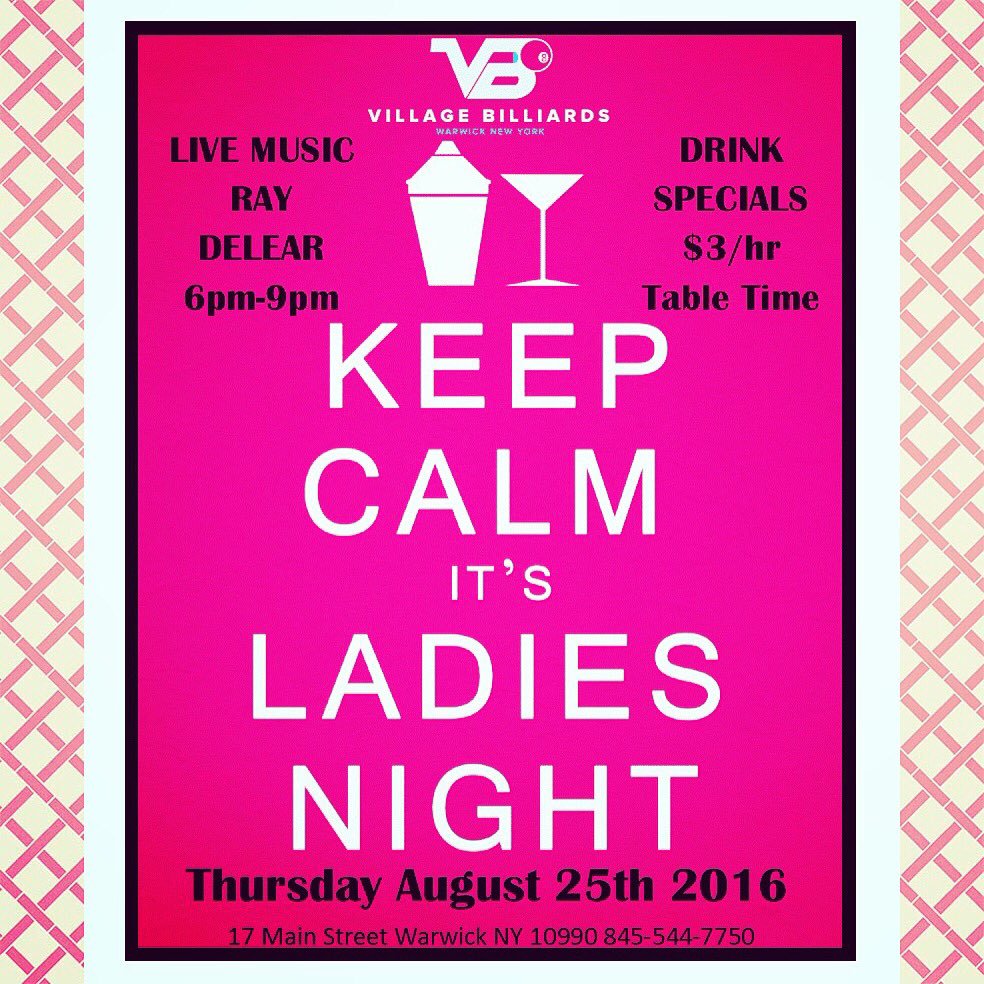 VBilliards's tweet photo. Tomorrow Night!!! #ladiesnight #warwickny #villagebilliards #thirdfloorfun https://t.co/UzciAWTtSJ