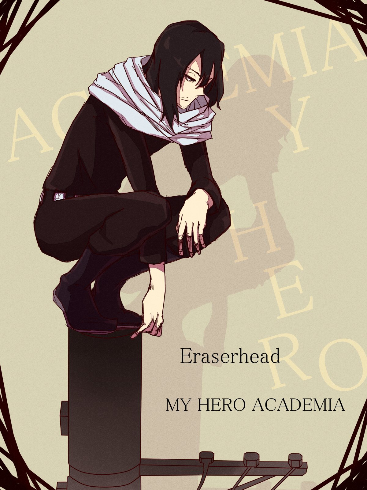 占 Trpgﾘﾌﾟﾚｲ動画投稿中 イレイザーヘッドがしゃがんでるの最高にカッコイイと思うの私だけですか 特に61話の電柱の上にいるシーン 足揃ってる感じが個人的ドストライクなんですけど これだから相澤先生好きになってまうんや