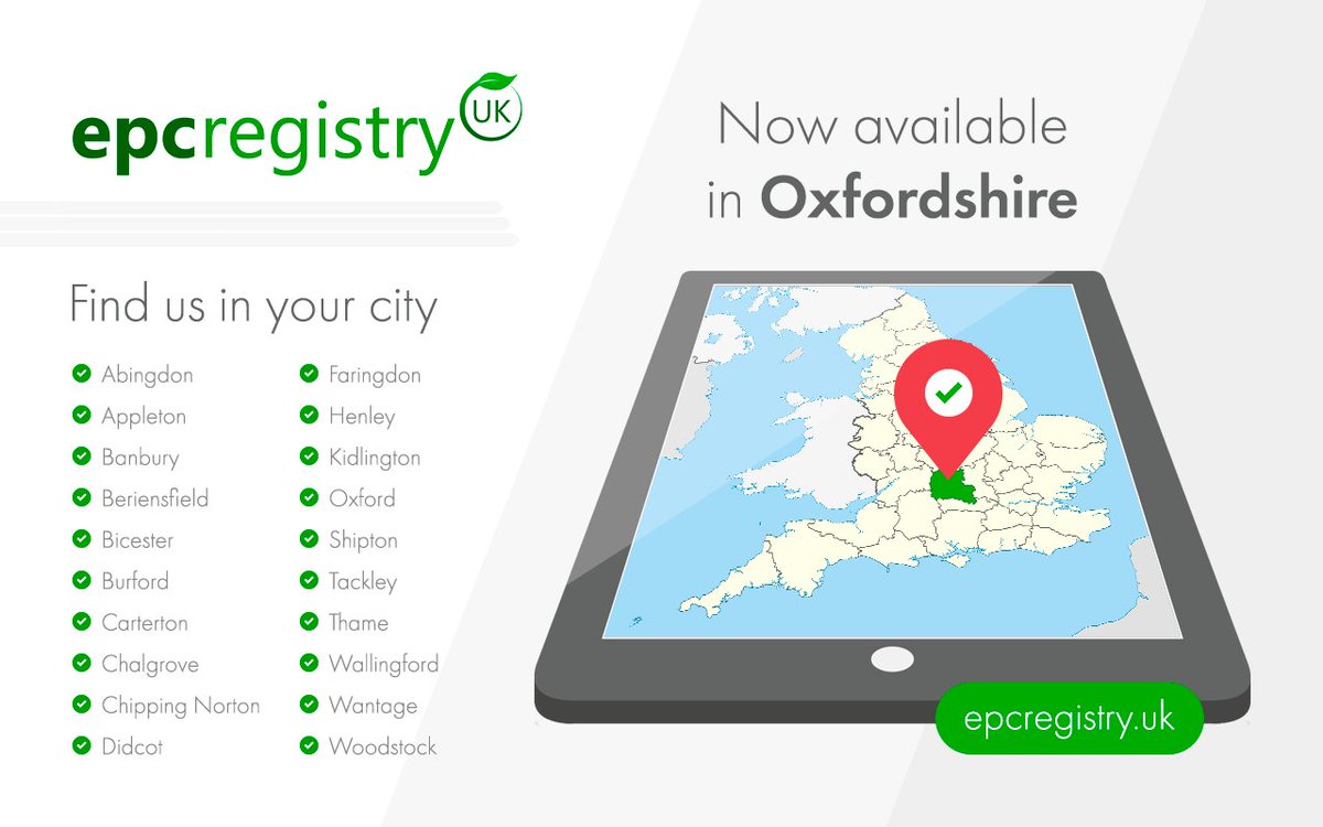 epcregistry's tweet image. We cover all of #Oxfordshire. As well as #EPCs we also offer #Photography, #FloorPlans and #GasSafetyCertificates