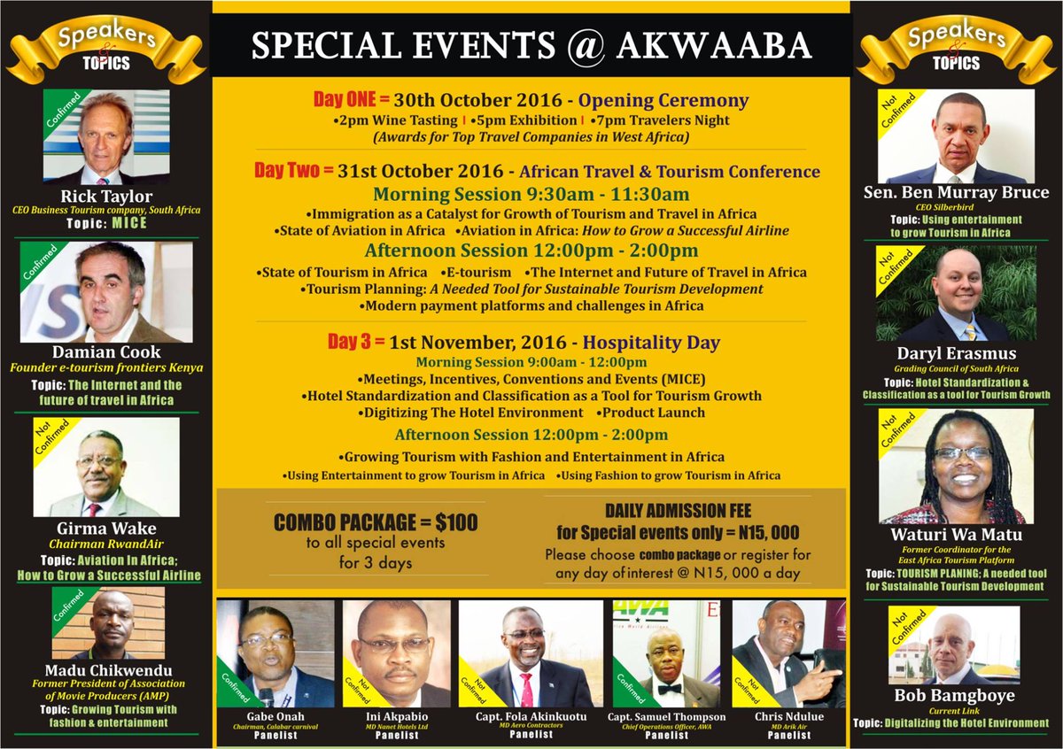 ObinnaEmelike's tweet photo. Keep a date with Akwaaba African Travel Market from October 30-Nov 1,2016 at Eko Hotel Lagos. @wekesa_amos @02monami https://t.co/Kj870pyieT