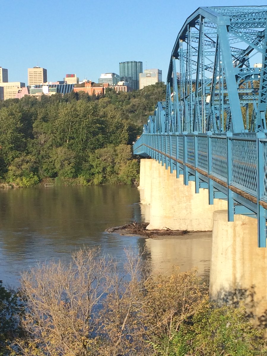 ctvedmonton's tweet image. Videographer Evan sent in these shots of logs wedged under Dawson bridge. #yeg #yegwx #logjam