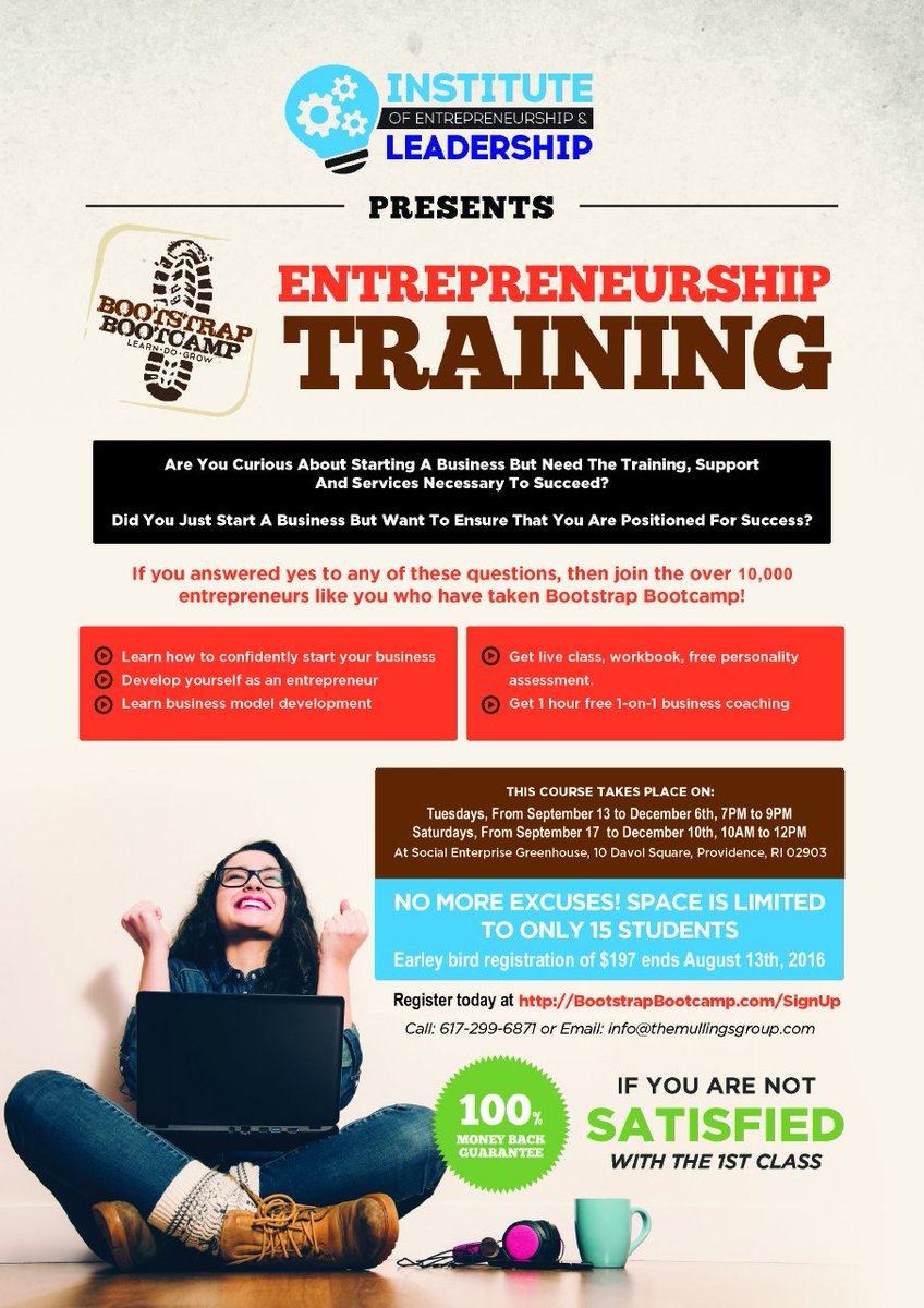 KenoMullings's tweet image. Are you curious about starting a business? Then #BootstrapBootcamp is for YOU! Register NOW for our September class!