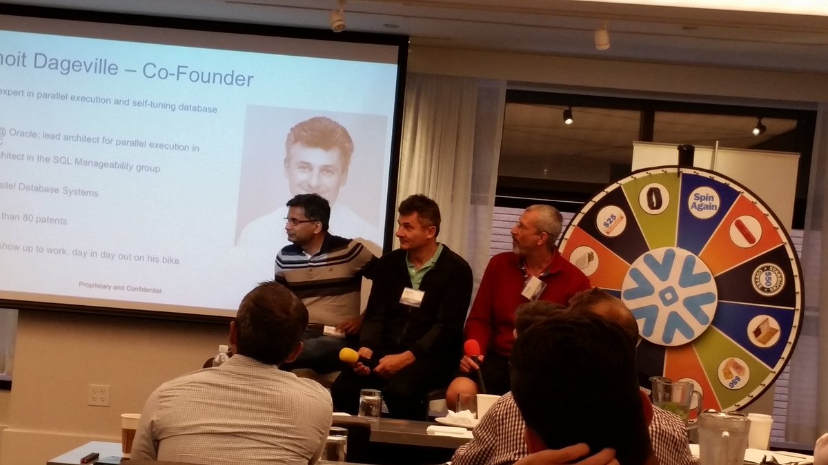 KentGraziano's tweet image. Awesome opportunity for Q&amp;amp;A with @SnowflakeDB founders #LoveMyJob #ElasticDW