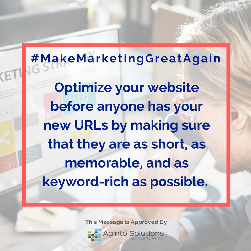 aginto's tweet photo. "Optimize your website before anyone has your new URLs..."
#MakeMarketingGreatAgain
#WebDesign #SEO #WebiteDesign https://t.co/mHzn0LEtv2