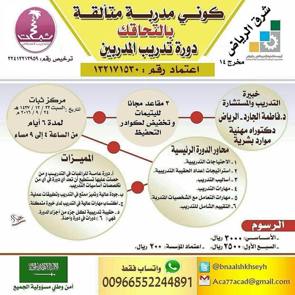 tdreb0's tweet photo. ✋هيا معنا لبناء شخصيتك ✋🏼
دورة تدريب المدربين  
#مسوقات_موسسه_بناء_الشخصيه
د. فاطمة الجارد/الرياض   
@DrAljared1 https://t.co/dk0XKbuGif