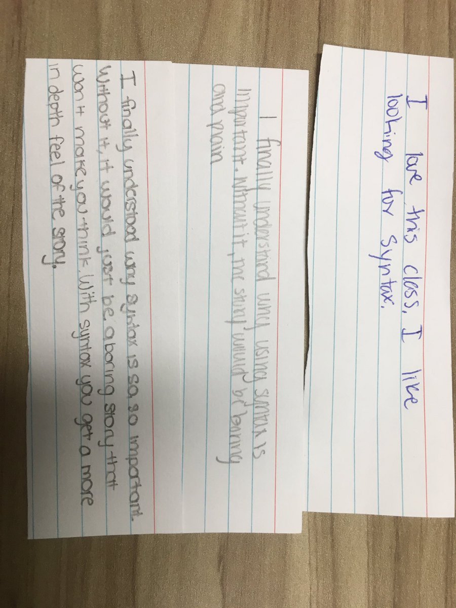 BradD85's tweet photo. That's right folks, a student just said "I like looking for syntax." Shut it down!  #proudteacher https://t.co/CYtGjefhSF