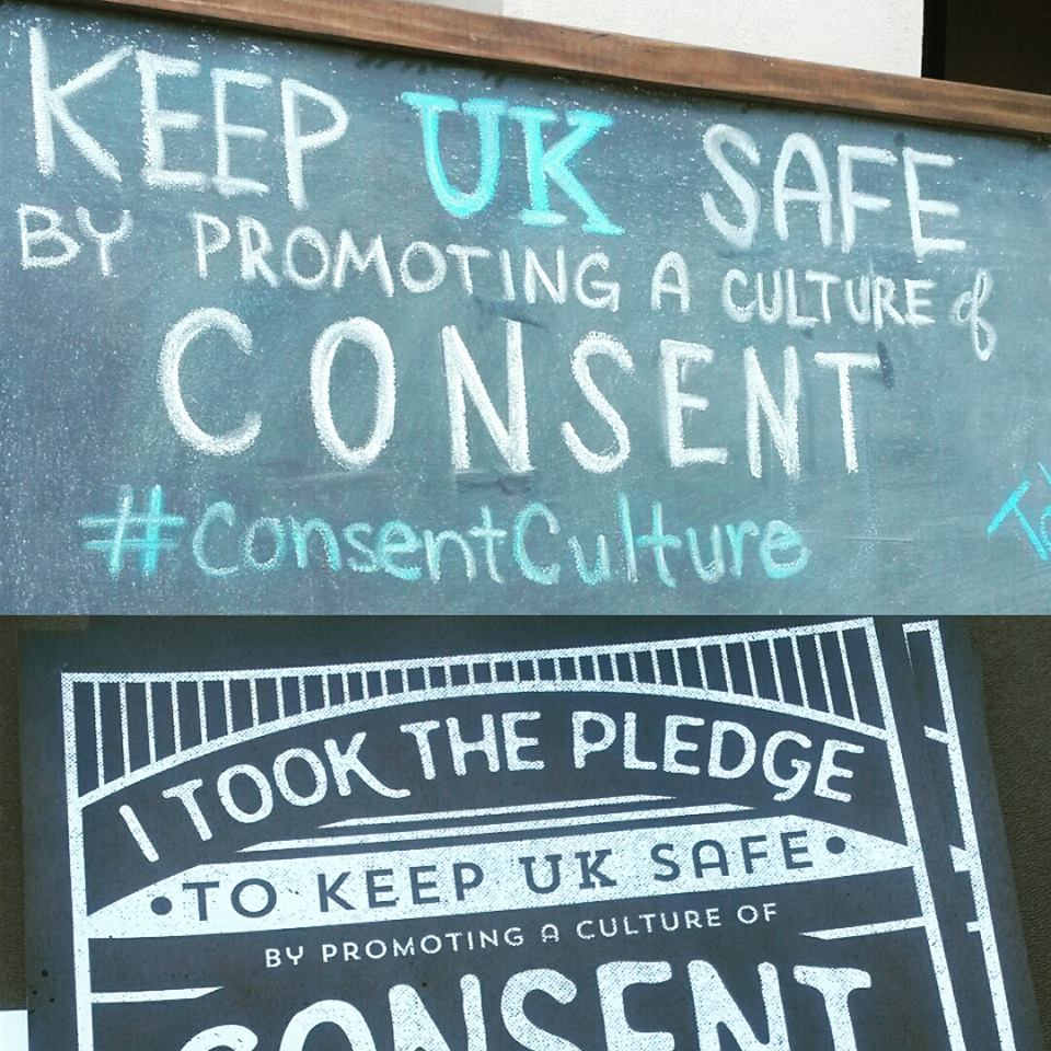 We'll be tabling outside of Whitehall today, tomorrow, and Friday! Come take the #consentculture pledge!
