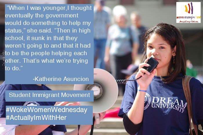 accessstrategy's tweet photo. It's #WokeWomenWednesday and Kathy (@BasicallyKaty) knows it's all about people power! #ActuallyImWithHer  @Join_SIM https://t.co/lSQIpIp2TT