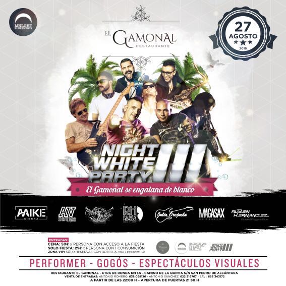 Ya tenemos casi todas las reservas completas para la fiesta de blanco, corre y no te quedes sin tu entrada.....