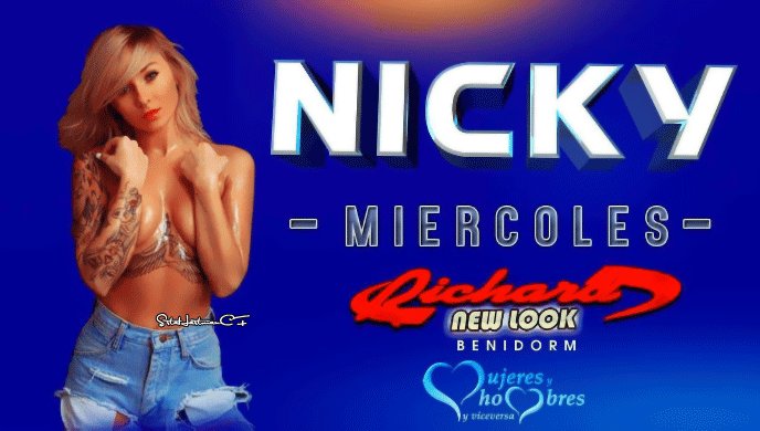 Hoy, en New Look Richard (Benidorm) estará el terremoto polaco. ¡No faltéis! #NikiFiestón. <a href="/NicolHartman/">ɲiƙi ✌️</a> 😌🎉