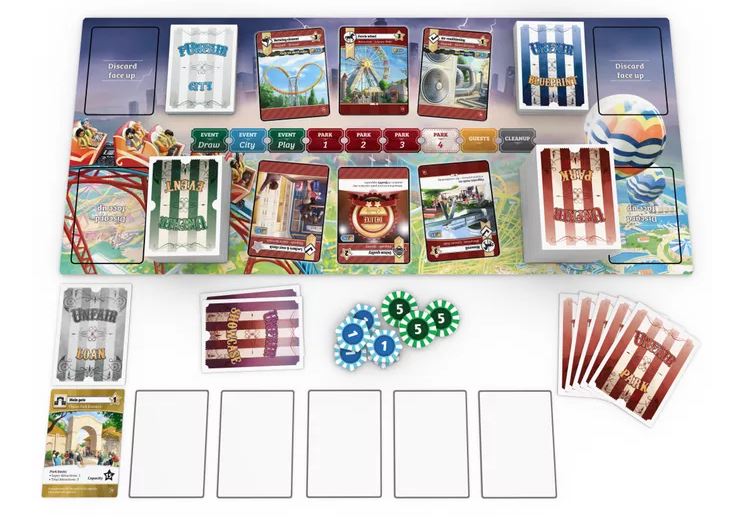We preview Unfair from <a href="/goodgamespub/">Good Games</a> - A Theme Park tableau building card game for 2-4 wp.me/p6YINE-2ea