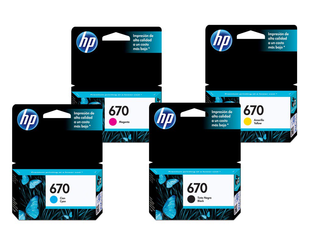 PaperComput's tweet image. CARTUCHO HP 670 COLORES BLACK, YELLOW, CYAN, MAGENTA