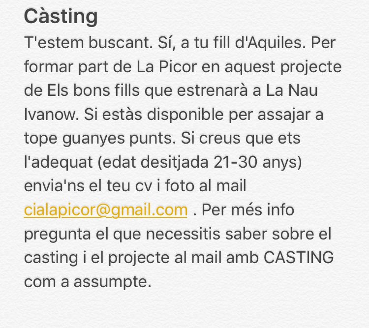CiaPicor's tweet photo. #castingbcn Atenció busquem en Pirrus! Agraim els RT, ens ajudes a trobar-te? #ElsBonsFills https://t.co/z4rfwGcFrQ
