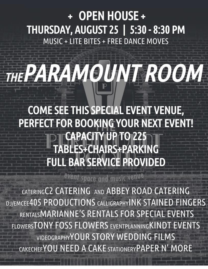 Tomorrow OPEN HOUSE at #TheParamountRoom w/ music, food &amp; more! Come check out this space for your next event! #OKC