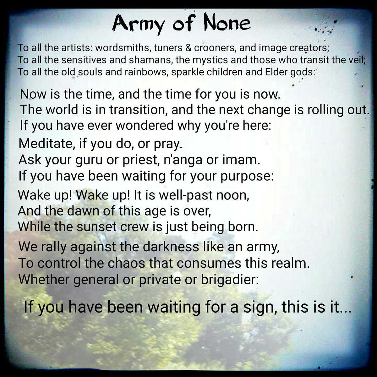 CRLavene's tweet image. This is your sign! #ArmyOfNone
