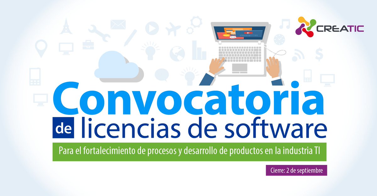 CdtCreatic's tweet photo. Convocatoria de Licencias de Software para emprendedores #ClusterCreaTIC Ver más https://t.co/zpdMXdZwFP https://t.co/eBQSjxS1si