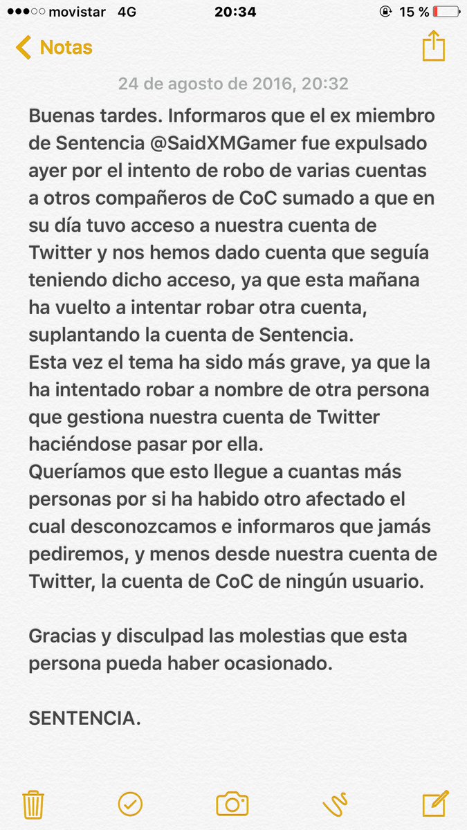 SENTENCIACOC's tweet photo. Comunicado importante, por favor haced retweet para que llegue al mayor número de compañeros de CoC.
¡Gracias! https://t.co/EixCUyvAVN