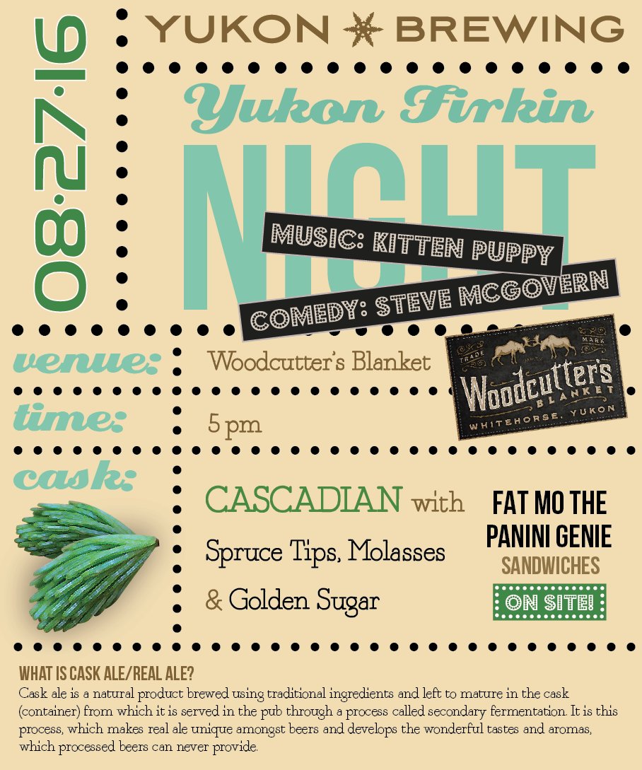 yukonbeer's tweet image. We&apos;re excited for @woodcuttersblkt #FIRKIN party on Saturday! See you there! #endofsummer #SpruceTip
