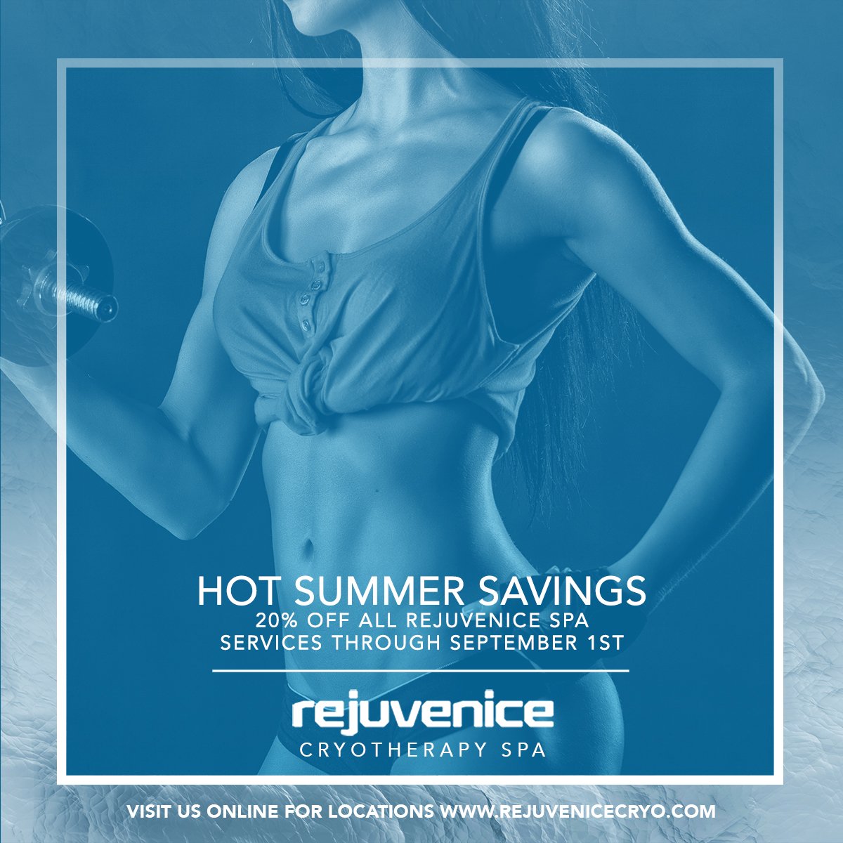Rejuvenice's tweet photo. Our #summer #deals are ending soon! Get 20% OFF all our services until Sept 1st! #rejuvenice #cryo #coolsculpting https://t.co/9SvzGhD4Gw